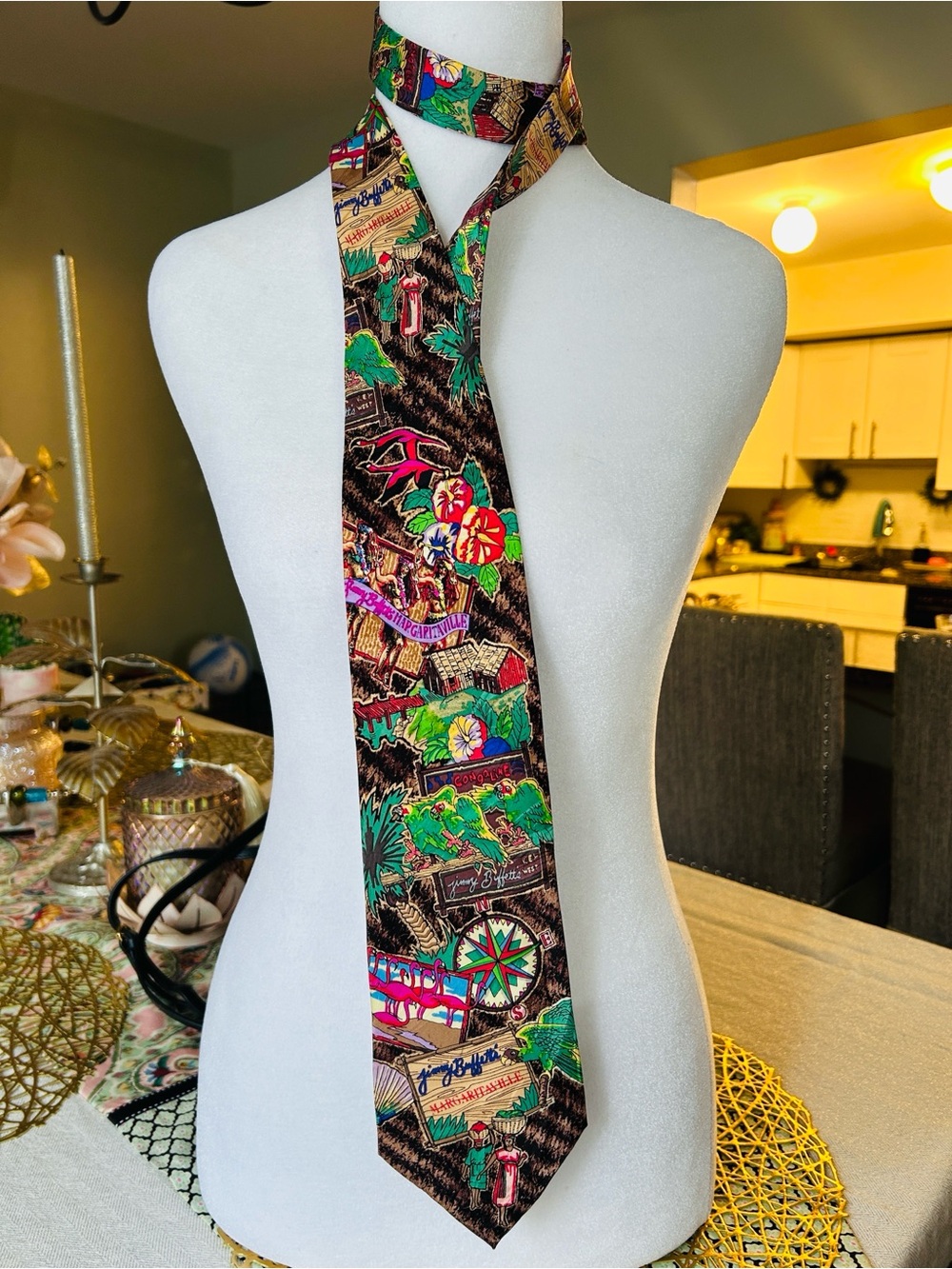 Jimmy buffett’s Tropical Print Men's Tie/ 100% silk